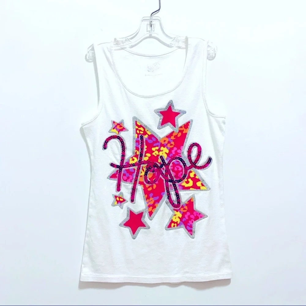 Justice Girl’s White Sequins Tank Top “Hope”
